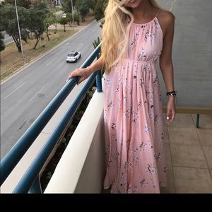 Pink Floral Maxi Dress